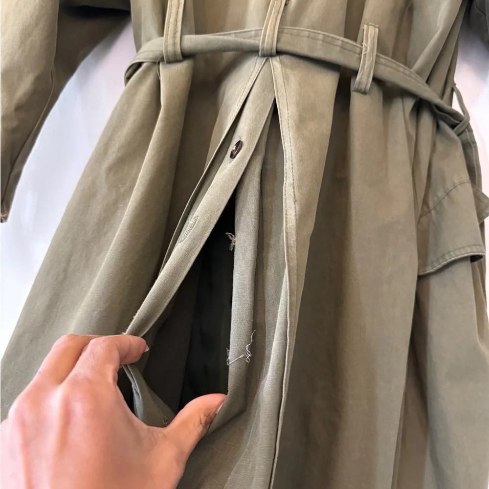 Vintage Together Olive Women's Trench Coat - Picture 15 of 16
